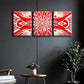 3pcs Red Modern Designs & Lines Metal Print Ready to Hang Art