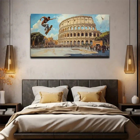 Colosseum Conference Décor Wall Art Canvas Office Home Room Framed 120x60cm