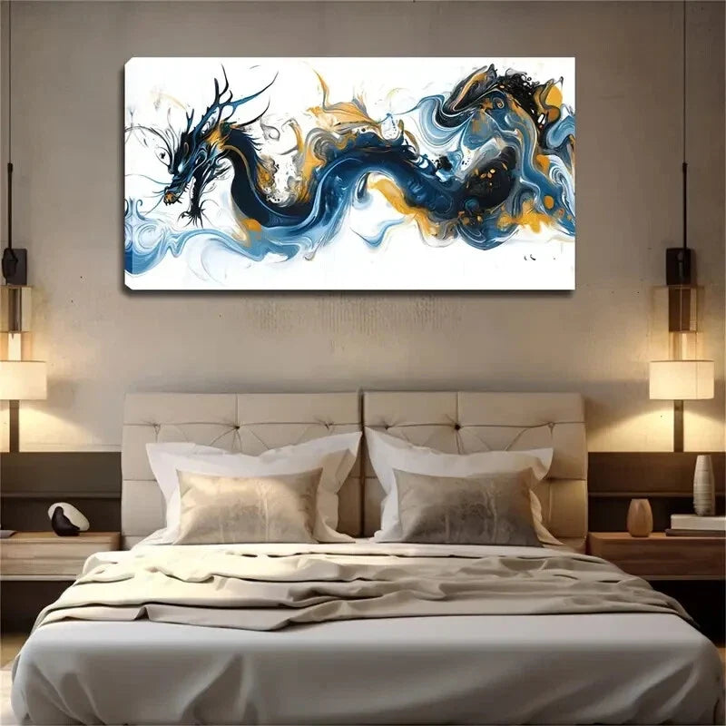 Golden Swirling Colors Vibrant Wall Art Canvas Office Home Room Framed 120x60cm