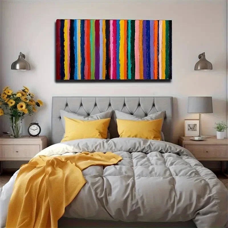 Vertical Stripes Colorful Style Wall Art Canvas Office Home Room Framed 120x60cm