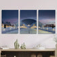 3pcs Modern Architecture at Sunset Futuristic Metal Print Ready to Hang Art