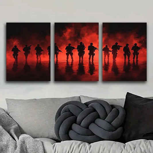 3pcs A group of soldiers standing in formation Metal Print Ready to Hang Art