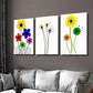 3pcs Vibrant Floral & Dandelion Colorful Flower Wall Art Set Canvas Framed 40x60cm - High Quality Print 100% Australian Made Wall Canvas Ready to Hang