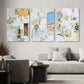 3pcs Abstract Architectural Golden Accents Metal Print Ready to Hang Art