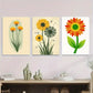 3pcs Vibrant Yellow & Orange Botanical Metal Print Ready to Hang Art