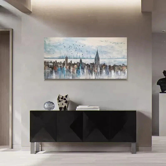 New York City Skyline Buildings Decor Wall Art Canvas Office Home Room Framed 120x60cm