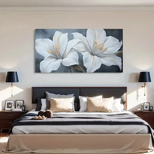 Delicate Stamen Details & Curve Wall Art Canvas Office Home Room Framed 120x60cm