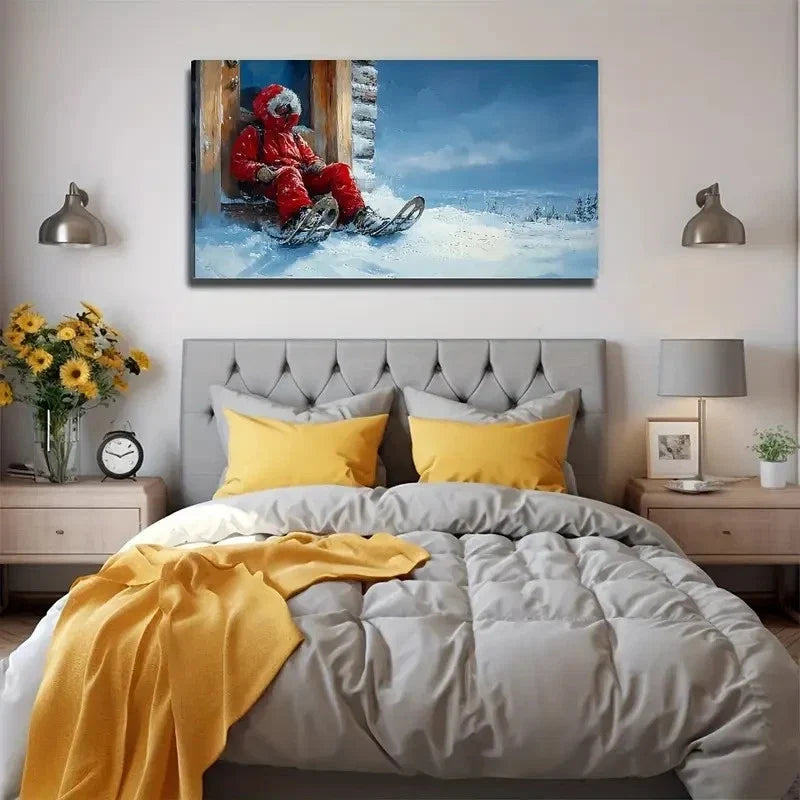 Ski Enthusiasts Perfect Wall Art Canvas Office Home Room Framed 80x45cm