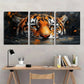 3pcs Oil Painting Animal Series Tiger Metal Print Ready to Hang Art