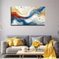Vibrant Fluid Wave Golden Wall Art Canvas Office Home Room Framed 120x60cm