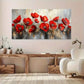 Vibrant Red Flowers Wall Art Canvas Office Home Room Framed 120x60cm