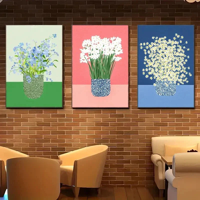3pcs  Floral Canvas Artwork  Metal Print Ready to Hang Art