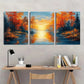 3pcs Vibrant Autumn Sunset Reflection Metal Print Ready to Hang Art