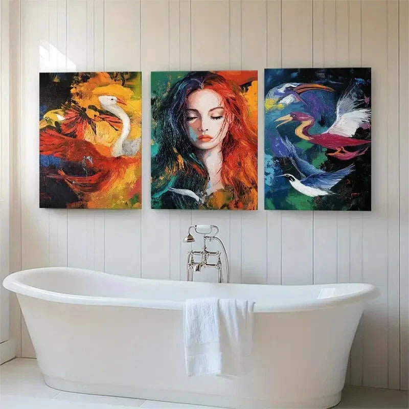 3pcs Emotional Expression Women Décor Perfect Wall Art Set Canvas Framed 40x60cm - High Quality Print 100% Australian Made Wall Canvas Ready to Hang