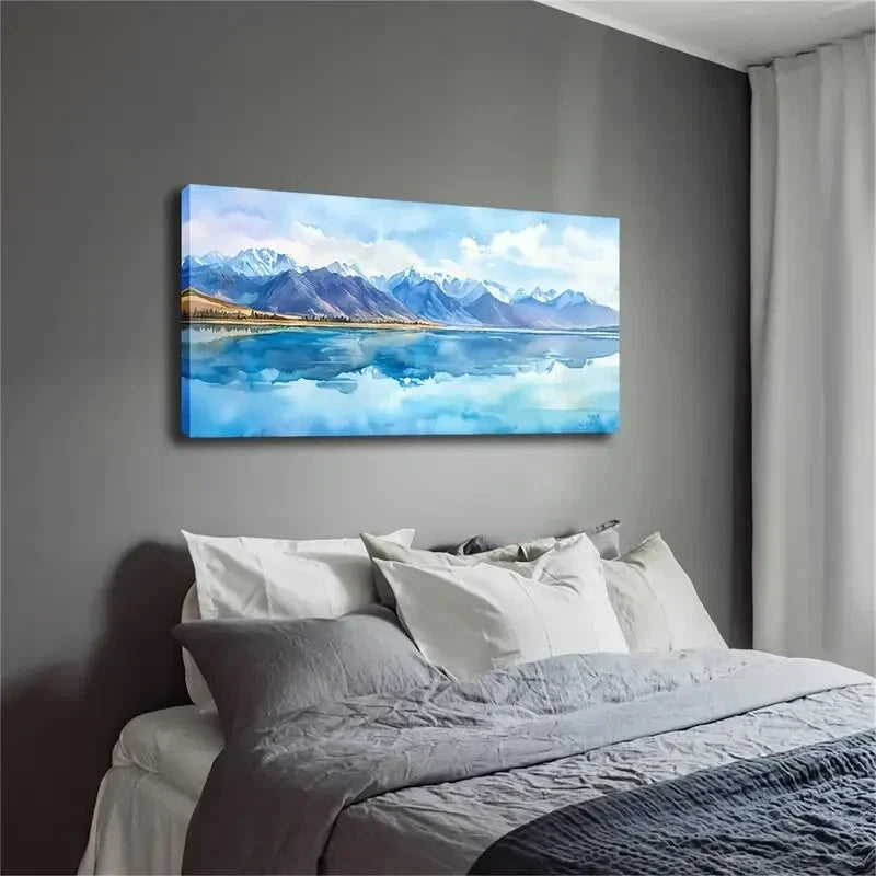 Minimalist Mountain Lake Wall Art Canvas Office Home Room Framed 120x60cm