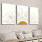 3pcs Abstract Geometric Shape Sun Wall Art Set Canvas Framed 40x60cm - High Quality Print 100% Australian Made Wall Canvas Ready to Hang