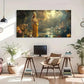 Geometric Peacock Woman Flower Wall Art Canvas Office Home Room Framed 120x60cm