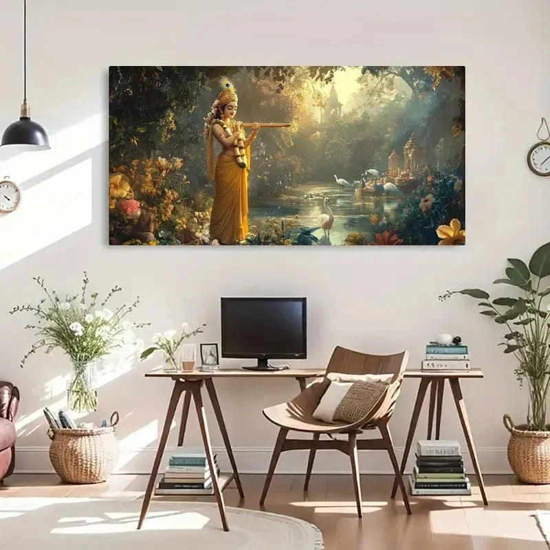 Geometric Peacock Woman Flower Wall Art Canvas Office Home Room Framed 120x60cm