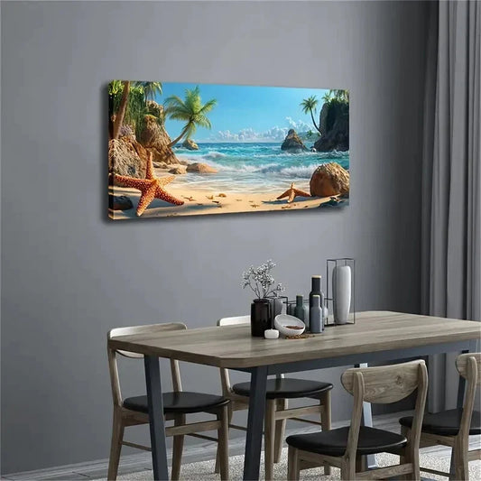 Minimalist Décor Vibrant Beach Wall Art Canvas Office Home Room Framed 80x45cm