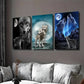 3pcs Moonlit Night Scene Stunning Wolf Wall Art Set Canvas Framed 40x60cm - High Quality Print 100% Australian Made Wall Canvas Ready to Hang