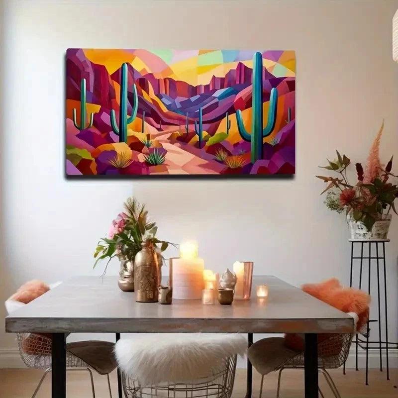 Desert Cactus Abstract Décor Wall Art Canvas Office Home Room Framed 120x60cm
