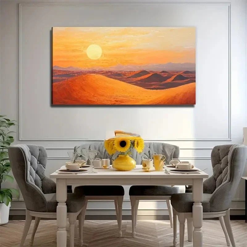 Sunset Desert Yellow Sand Wall Art Canvas Office Home Room Framed 120x60cm