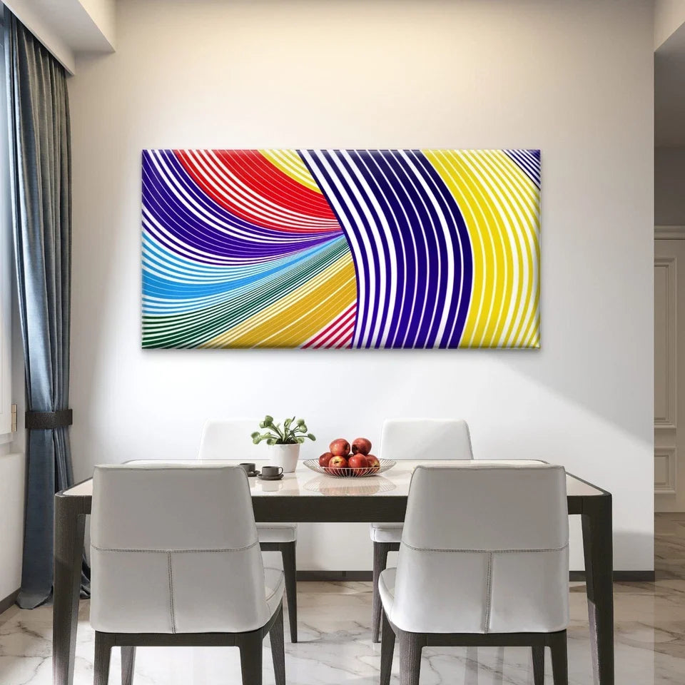 Abstract With Rainbows Curved Wall Art Canvas Office Home Room Framed 120x60cm