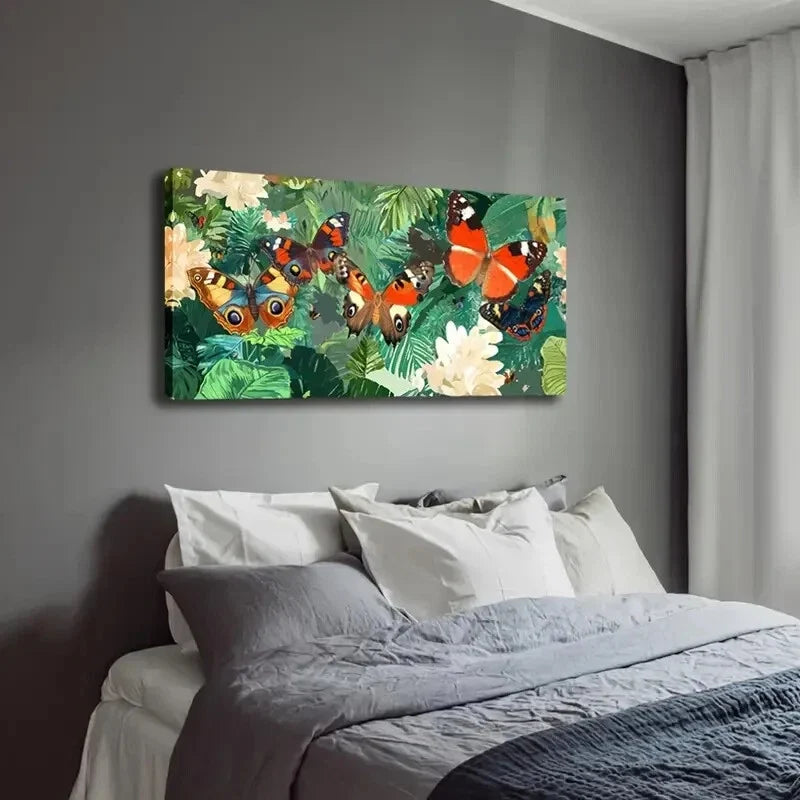 Vibrant Tropical Scene Lush Wall Art Canvas Office Home Room Framed 120x60cm