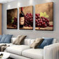 3pcs   Wine Bottle and Grapes Rustic Kitchen  Wall Art Set Canvas Framed 40x60cm - High Quality Print 100% Australian Made Wall Canvas Ready to Hang