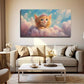 Cute Ginger Kitten On Pastel Wall Art Canvas Office Home Room Framed 80x45cm