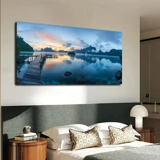 Sunset Sky Modern Bohemian Wall Art canvas office home room framed 120x60cm