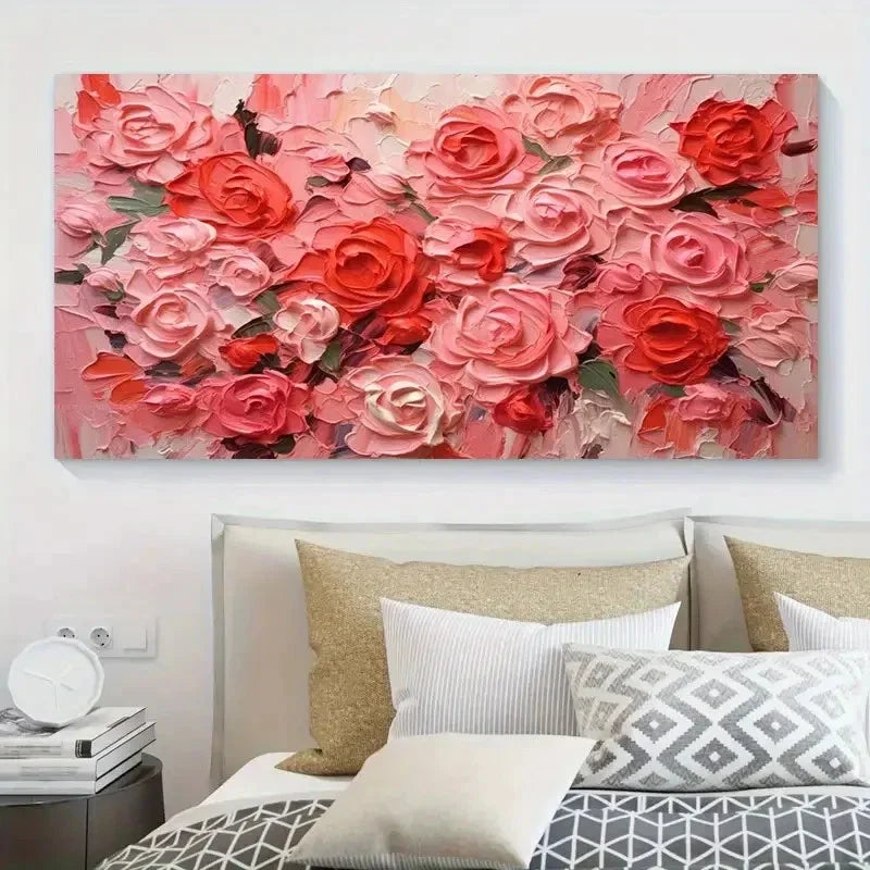 Vibrant Pink Rose Petal Wall Art Canvas Office Home Room Framed 80x45cm