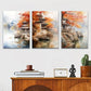 3pcs Serene Autumn Scenery Vibrant Metal Print Ready to Hang Art