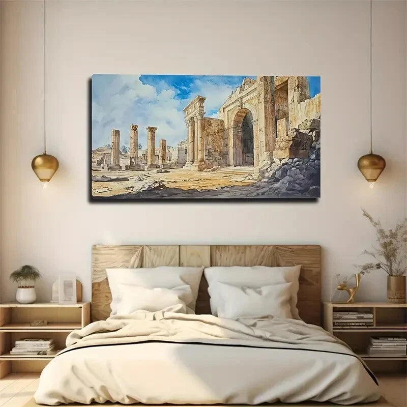 Depicting Ancient Buildings Wall Art Canvas Office Home Room Framed 120x60cm