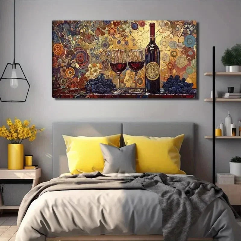 Elegant Wine Glasses Wall Art Canvas Office Home Room Framed 80x45cm