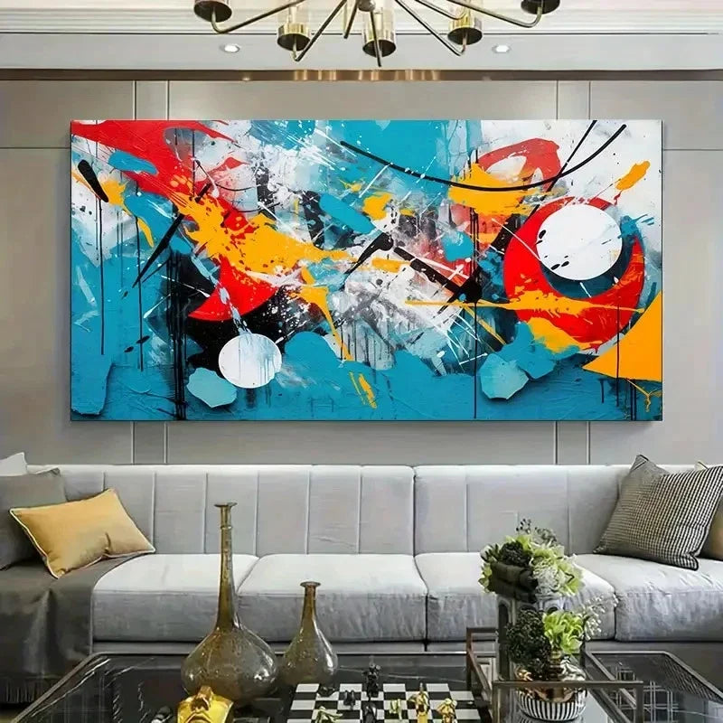 Abstract Graffiti Modern Wall Art Canvas Office Home Room Framed 120x60cm