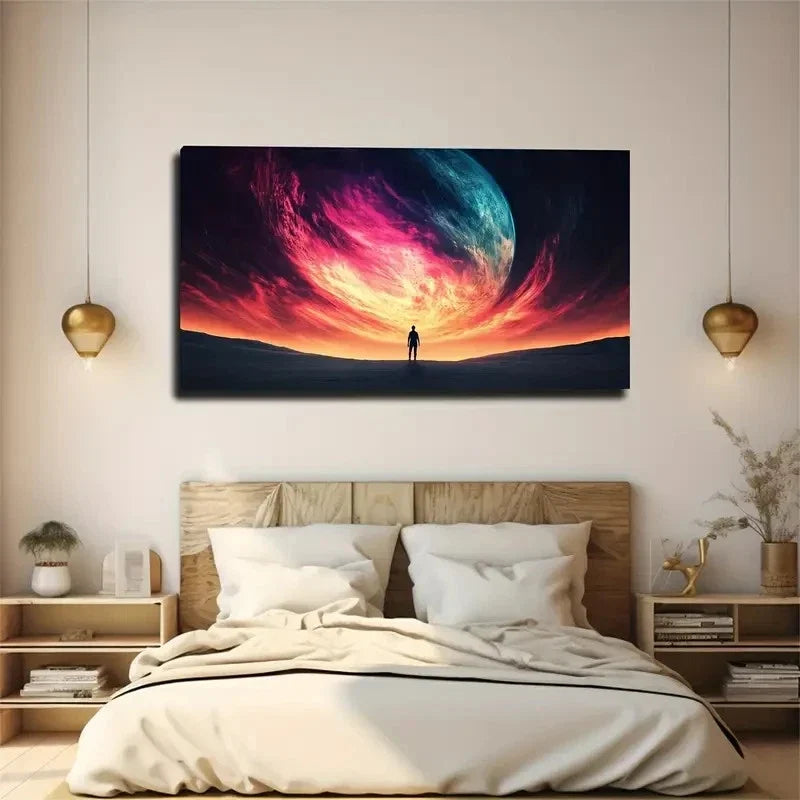Desert Planet Scene Vibrant Wall Art Canvas Office Home Room Framed 120x60cm