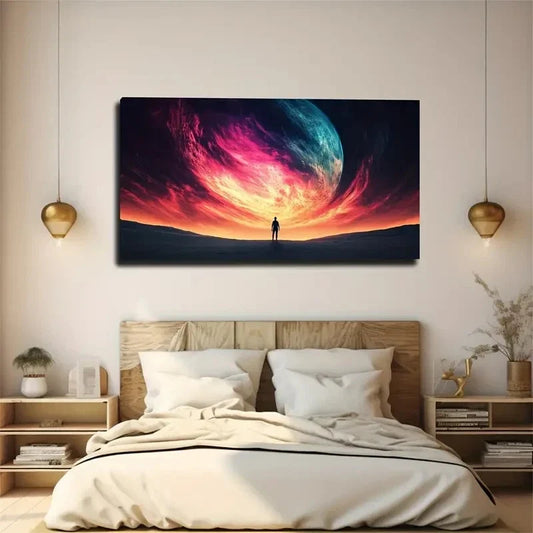 Desert Planet Scene Vibrant Wall Art Canvas Office Home Room Framed 120x60cm