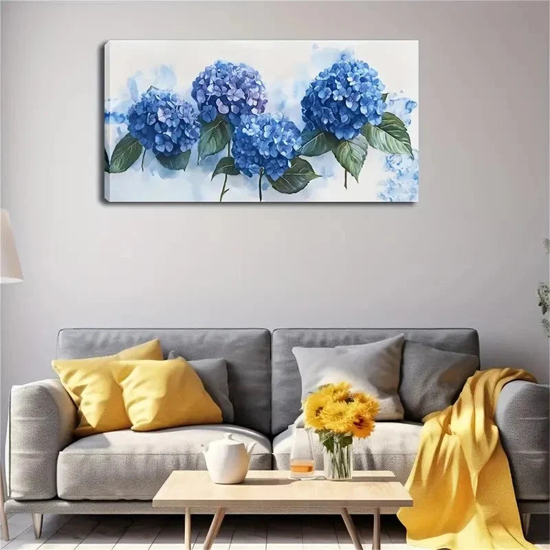 Abstract Watercolor Blue Wall Art Canvas Office Home Room Framed 120x60cm