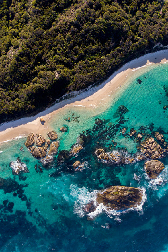 Rocks Sea Aerial View Photograph Print 100% Australian Made Stretched Canvas Ready to Hang - 1450