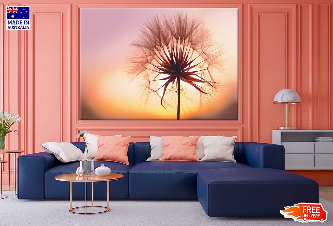 Dandelion at Sunset Photograph Print 100% Australian Made Stretched Canvas Ready to Hang - 1651