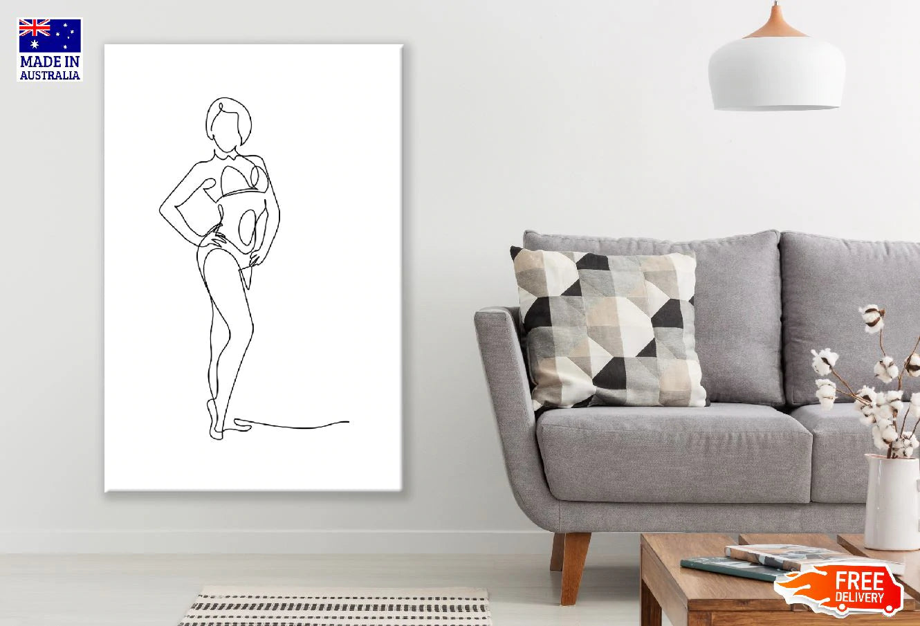 Women Pose B&W Line Art Design Print 100% Australian Made Stretched Canvas Ready to Hang - 1883