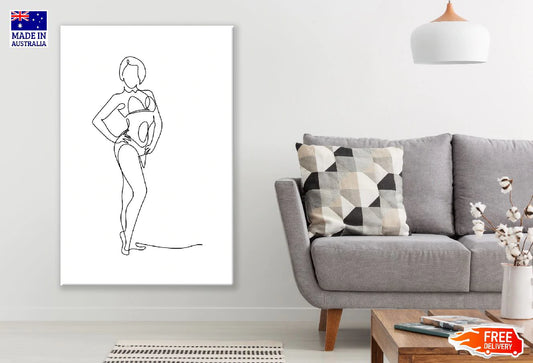 Women Pose B&W Line Art Design Print 100% Australian Made Stretched Canvas Ready to Hang - 1883