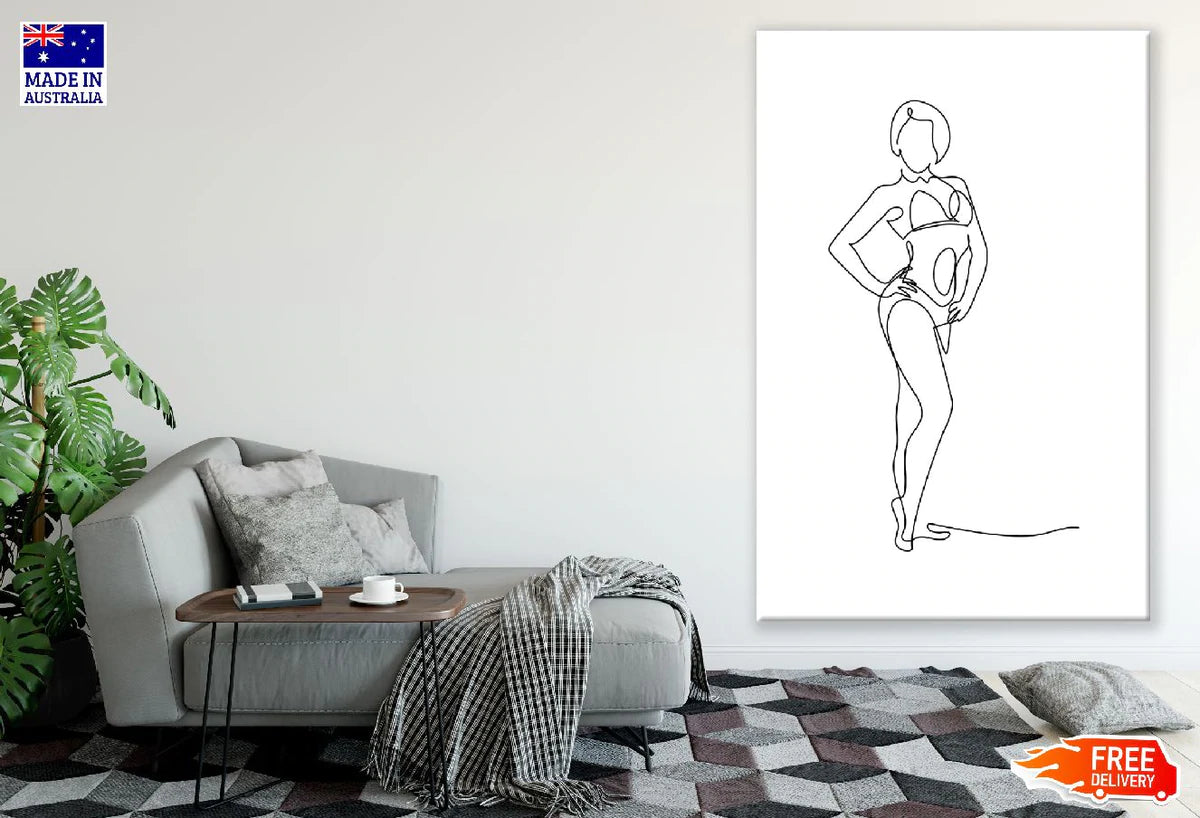 Women Pose B&W Line Art Design Print 100% Australian Made Stretched Canvas Ready to Hang - 1883