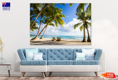 Palm Trees Near Beach Photograph Print 100% Australian Made Stretched Canvas Ready to Hang - 1360