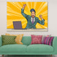 Successful Man & Laptop Illustration Pop Arts & Comic Poster Print 100% Australian Made Stretched Canvas Ready to Hang - 2165