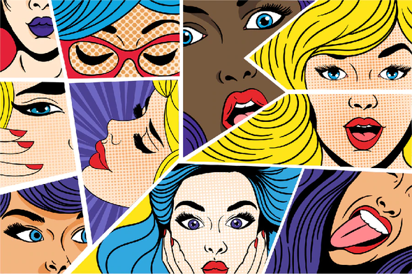 Cute Girls Collage Illustration Pop Arts & Comic Poster Print 100% Australian Made Stretched Canvas Ready to Hang - 2093