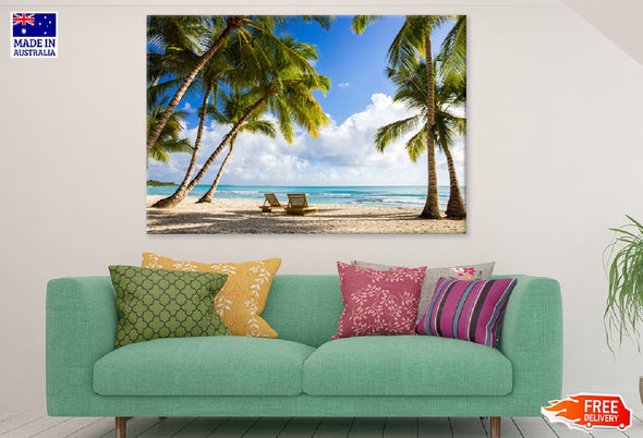 Palm Trees Near Beach Photograph Print 100% Australian Made Stretched Canvas Ready to Hang - 1360