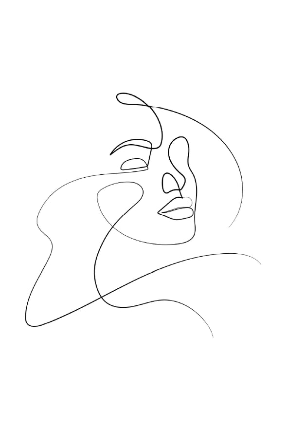 Female Faces B&W Line Art B&W Line Art Design Print 100% Australian Made Stretched Canvas Ready to Hang - 1792