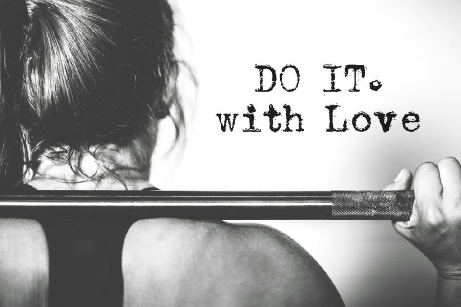 Do It With Love Gym Motivation Quote B&W Print 100% Australian Made Stretched Canvas Ready to Hang - 2251